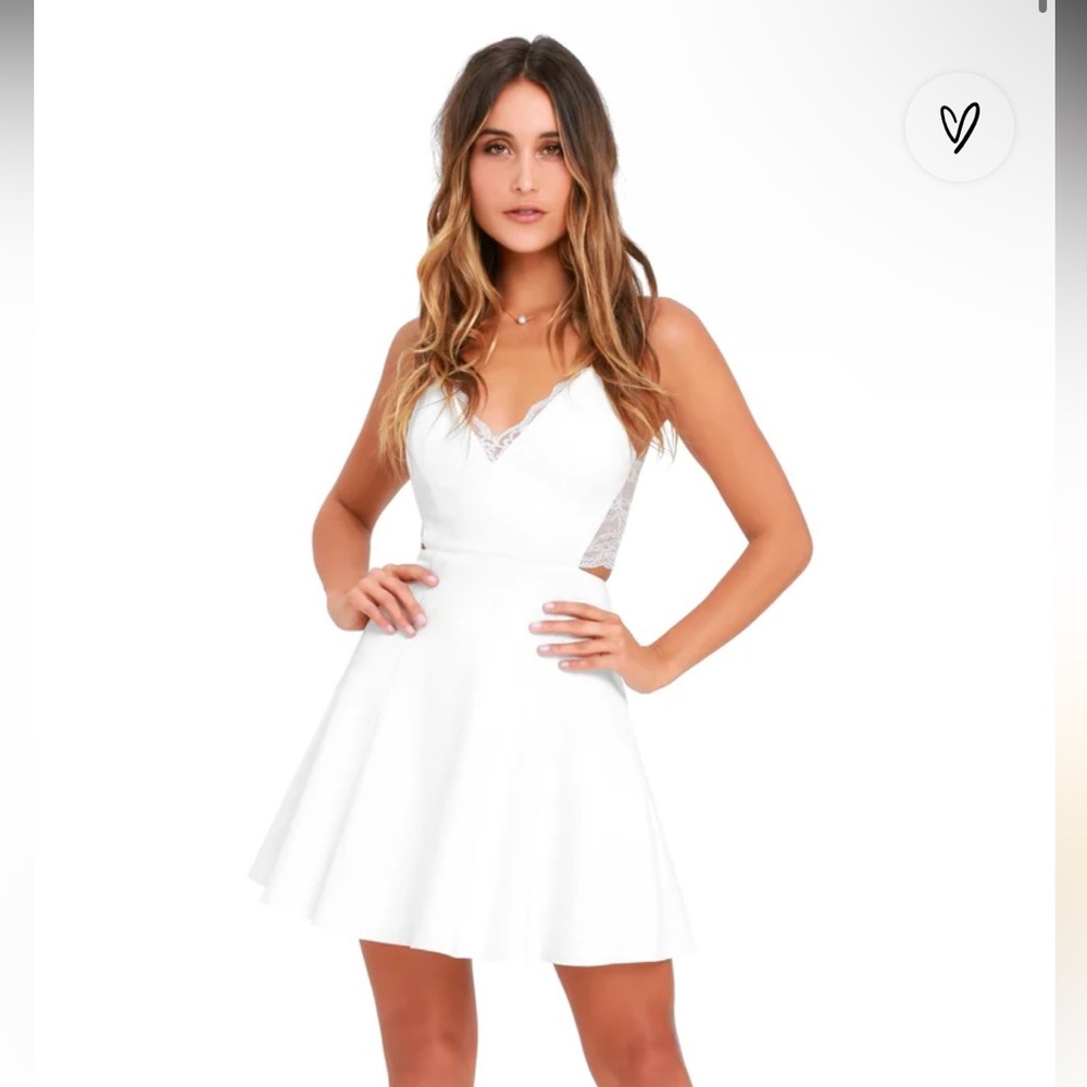 Sold. Perfect Evening Ivory Lace Skater Dress